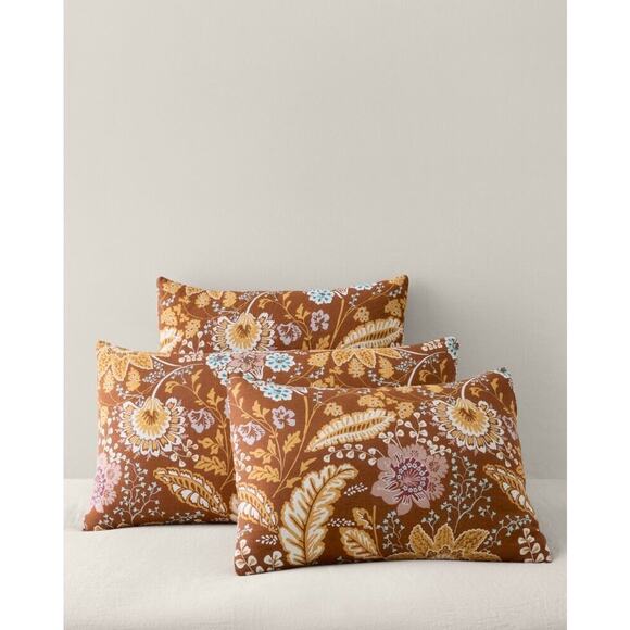 Garnet Hill Pillow Sham Victoria Relaxed Linen Bronze Multi Continental 26" - Picture 2 of 9
